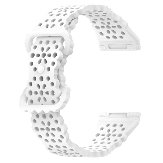 For Fitbit Versa 4 / 3 / Sense 1 / 2 Lace Hollowed Silicone Watch Band(White) by bashfashion