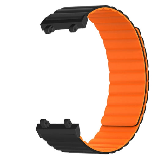 For Amazfit T-Rex 2 Silicone Magnetic Dual-color Watch Band(Black Orange) by bashfashion