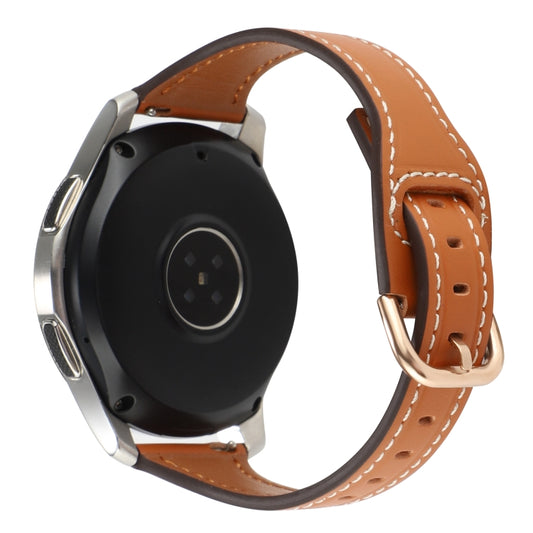 For Samsung Galaxy Watch3 / Huawei Watch GT3 Pro 22mm Reverse Buckle Genuine Leather Watch Band(Brown+Rose Gold) by bashfashion