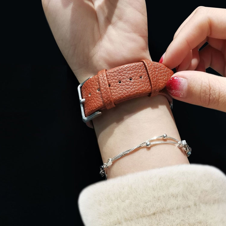 20mm For Samsung Galaxy Watch5 40mm / 44mm Litchi Texture Leather Watch Band(Starlight White) by bashfashion