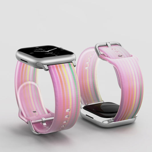 Frosted Translucent Silicone Watch Band For Apple Watch Series 9&8&7 41mm / SE 3&SE 2&6&SE&5&4 40mm / 3&2&1 38mm(Pink Rainbow) by bashfashion