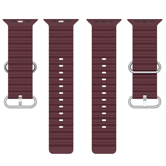 Ocean Silicone Watch Band For Apple Watch Ultra & Watch Ultra 2 49mm / Series 9&8&7 45mm / SE 3&SE 2&6&SE&5&4 44mm (Wine Red) by bashfashion