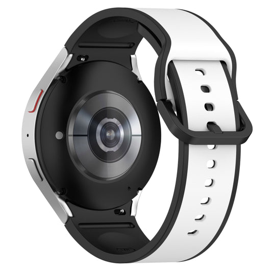 For Samsung Galaxy Watch5 Pro / Watch5 Two-color Silicone Watch Band(White Black) by bashfashion