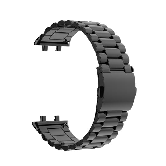 For OPPO Watch 3 Pro Three-bead Flat Buckle Stainless Steel Watch Band(Black) by bashfashion