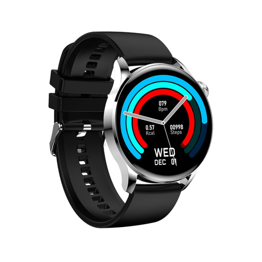 GW69 Smart Watch, Support BT Call / Heart Rate / Blood Pressure / Blood Oxygen(Sliver + Silicone Strap Black) by bashfashion