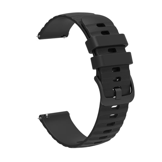 22mm Universal Wave Pockmark Texture Silicone Watch Band(Black) by bashfashion