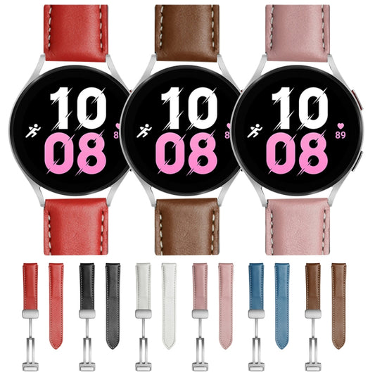 For Samsung Galaxy Watch5 40mm / 44mm Plain Weave Genuine Leather Watch Band Silver Buckle(White) by bashfashion