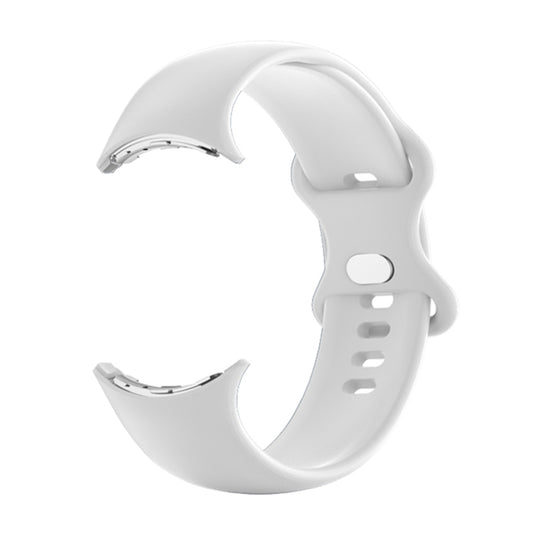 For Google Pixel Watch Single Color Silicone Watch Band Man(White) by bashfashion