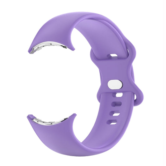 For Google Pixel Watch Single Color Silicone Watch Band Women(Light Purple) by bashfashion