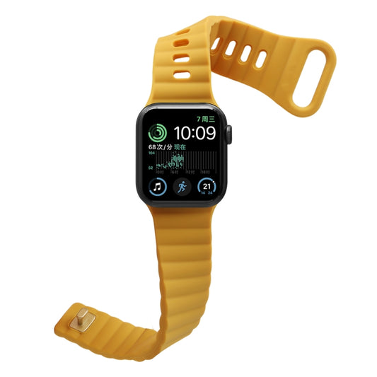 Reverse Buckle Silicone Watch Band for Apple Watch Ultra 49mm&Watch Ultra 2 49mm / Series 9&8&7 45mm / SE 3&SE 2&6&SE&5&4 44mm / 3&2&1 42mm(Yellow) by bashfashion