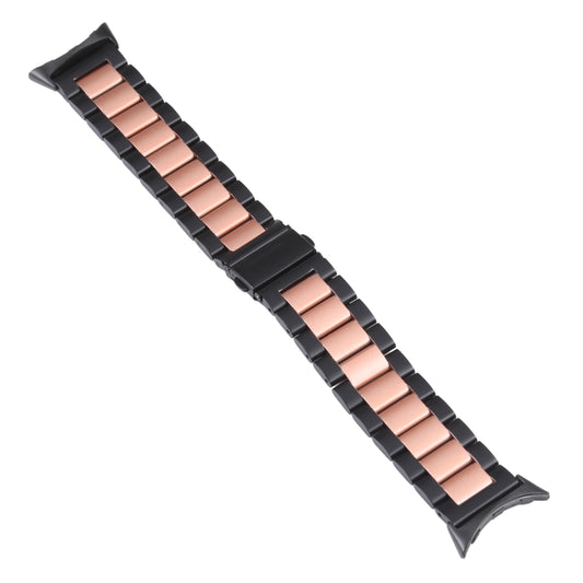 For Google Pixel Watch Three Strains Stainless Steel Metal Watch Band (Black Pink) by bashfashion