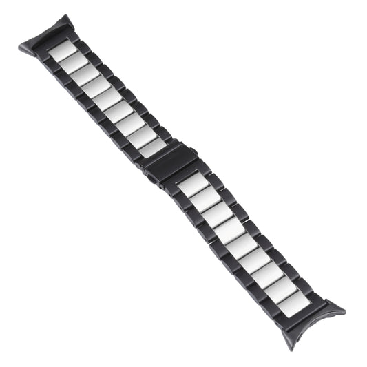 For Google Pixel Watch Three Strains Stainless Steel Metal Watch Band (Black Silver) by bashfashion