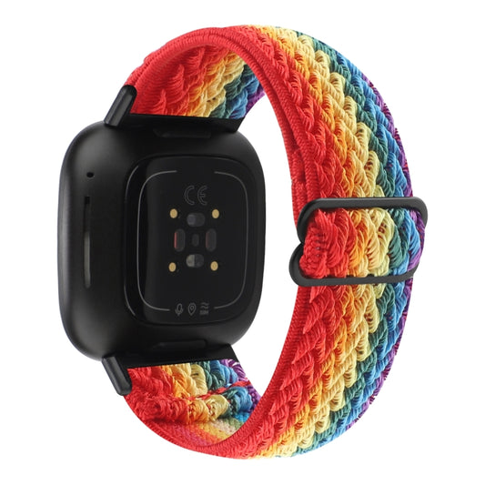 For Fitbit Versa 4 / Sense 2 Universal Wave Nylon Watch Band(Rainbow) by bashfashion