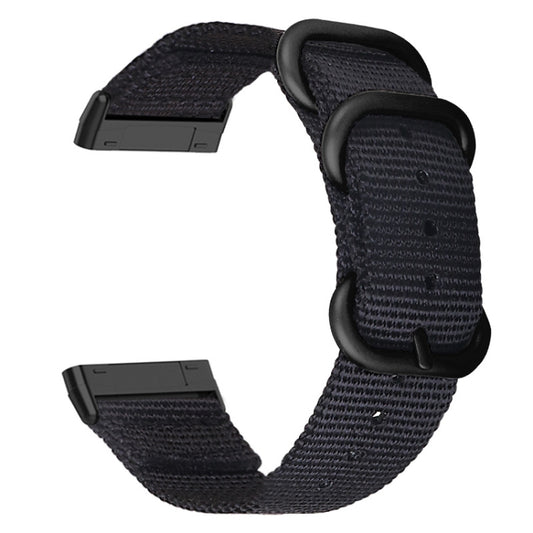 For Fitbit Versa 4 / Sense 2 Universal Three-ring Steel Buckle Nylon Watch Band(Black) by bashfashion