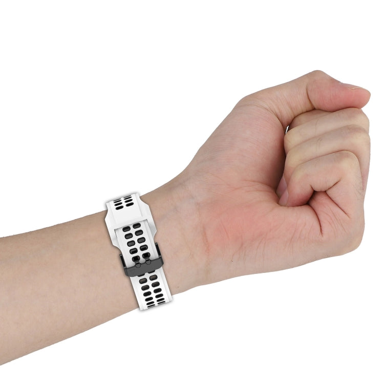 For Garmin Descent G1 / Coros Vertix 22mm Quick Release Double Row Silicone Watch Band(White Black) by bashfashion