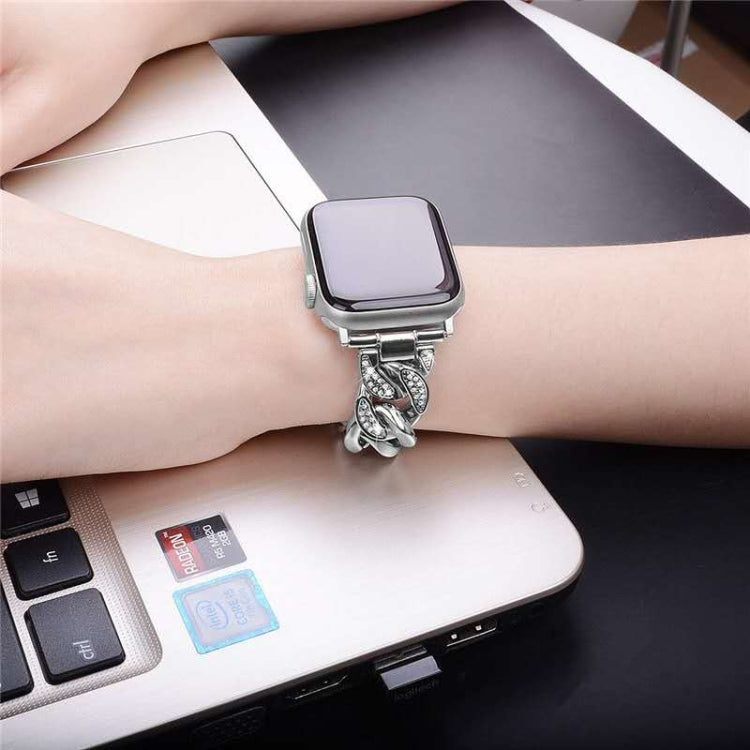 For Samsung Galaxy Watch5 40mm/44mm / Watch5 Pro Row Diamonds Denim Chain Watch Band(Black) by bashfashion