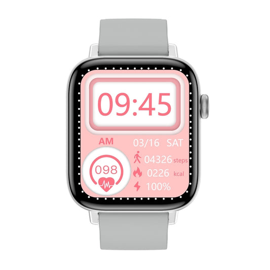 T49 1.9 inch HD Square Screen Smart Watch Supports Heart Rate Monitoring/Bluetooth Calling(Silver Blue) by bashfashion