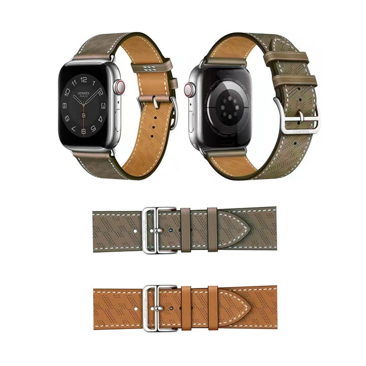 Microporous Leather Strap For Apple Watch Series 8&7 41mm / SE 2&6&SE&5&4 40mm / 3&2&1 38mm (Brown) by bashfashion