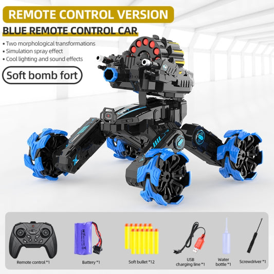 DM-518 Four-wheel Battle Blooming Tire Spray Remote Control Car, Specification:Single Control Soft Bomb(Blue) by bashfashion