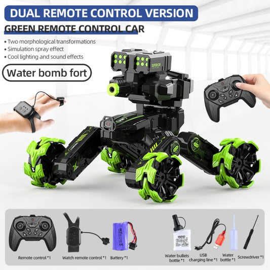 DM-528 Four-wheel Battle Blooming Tire Spray Remote Control Car, Specification:Dual Control Water Bomb(Green) by bashfashion