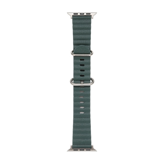 Ocean Style Leather Watch Strap For Apple Watch Ultra 49mm / Series 8&7 45mm / SE 2&6&SE&5&4 44mm / 3&2&1 42mm(Pine Forest Green) by bashfashion