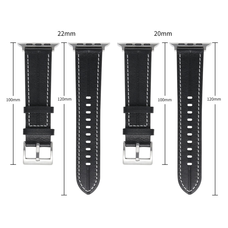 Fluted Leather Strap For Apple Watch Series 8&7 41mm / SE 2&6&SE&5&4 40mm / 3&2&1 38mm(Black) by bashfashion