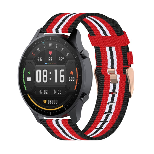 For Xiaomi Watch Color 22mm Nylon Denim Wrist Strap Watchband(Black and Red) by bashfashion