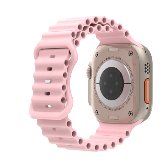 Ocean Style Silicone Watch Band For Apple Watch Ultra 49mm&Watch Ultra 2 49mm / Series 9&8&7 45mm / SE 3&SE 2&6&SE&5&4 44mm / 3&2&1 42mm(Pink) by bashfashion