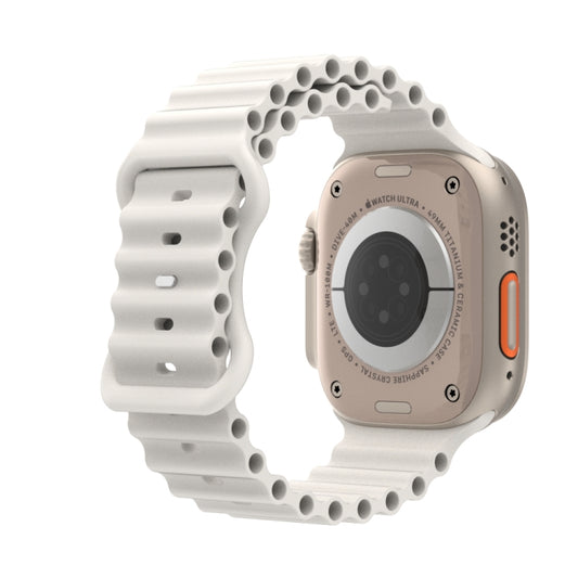 Ocean Style Silicone Watch Band For Apple Watch Ultra 49mm&Watch Ultra 2 49mm / Series 9&8&7 45mm / SE 3&SE 2&6&SE&5&4 44mm / 3&2&1 42mm(White) by bashfashion