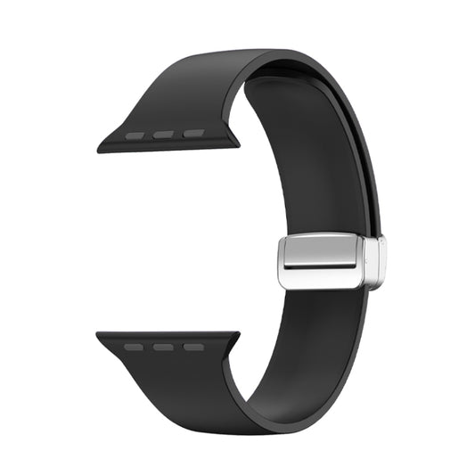 Folding Buckle Silicone Watch Band For Apple Watch Ultra 49mm(Black) by bashfashion