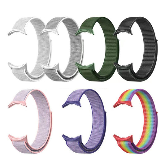 For Google Pixel Watch Nylon Woven Plastic Connector Watch Band(Pink Sand) by bashfashion