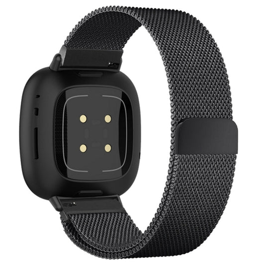 For Fitbit Versa 4 / Versa 3 20mm Milanese Magnetic Metal Split Buckle Watch Band(Black) by bashfashion