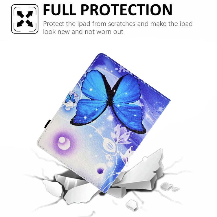 For 8 inch Tablet Electric Pressed TPU Leather Tablet Case(Blue Butterfly) by bashfashion