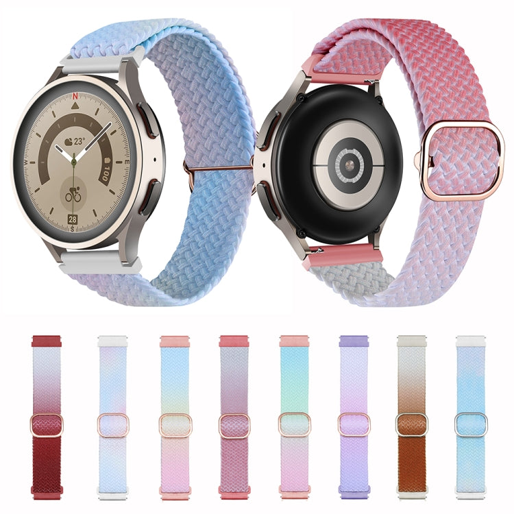 20mm Universal Weave Gradient Color Watch Band(Blue Pink) by bashfashion