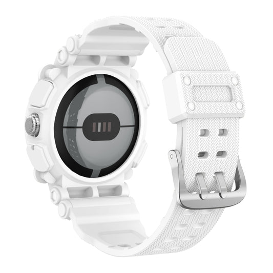 For Google Pixel Watch Three-proof Solid Color Integrated Watch Band(White) by bashfashion
