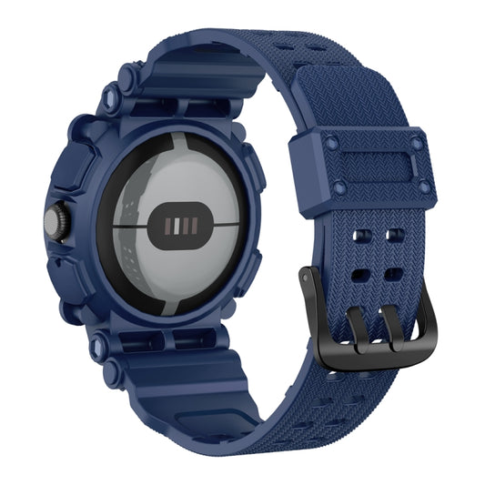 For Google Pixel Watch Three-proof Solid Color Integrated Watch Band(Army Blue) by bashfashion