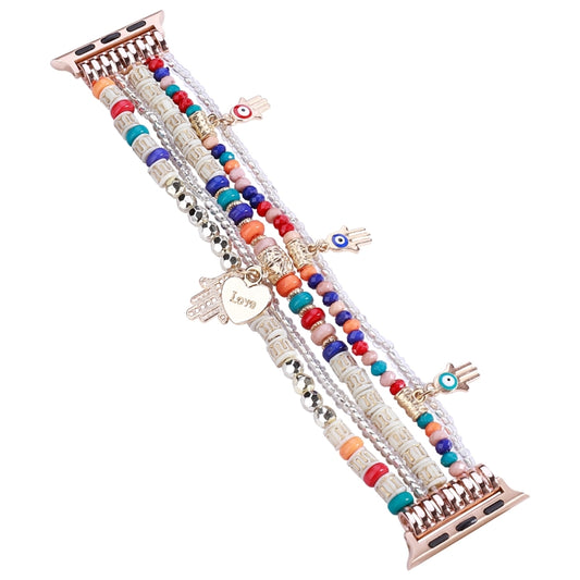 Forest Style Beads Watch Band For Apple Watch Series 9&8&7 41mm / SE 3&SE 2&6&SE&5&4 40mm / 3&2&1 38mm(Colorful) by bashfashion