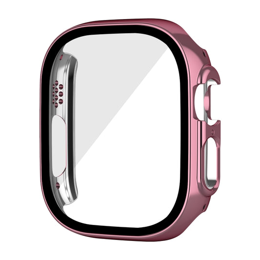 For Apple Watch Ultra 3 / 2 / 1 49mm Plating Gloss PC Tempered Glass Integral Watch Case(Pink) by bashfashion