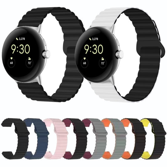 For Google Pixel Watch Reverse Buckle Magnetic Silicone Watch Band(Black) by bashfashion