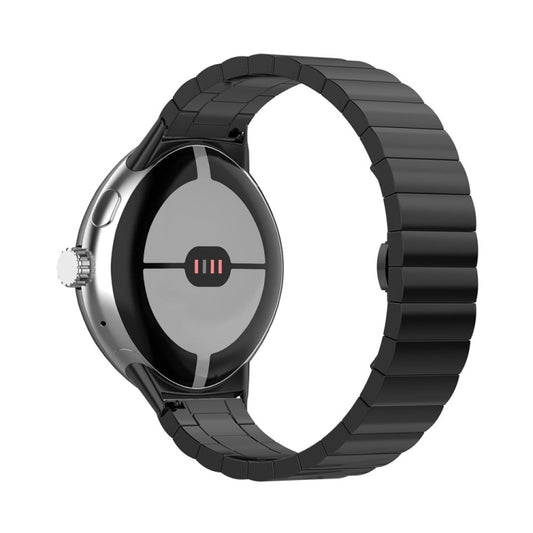 For Google Pixel Watch One Bead Butterfly Buckle Metal Watch Band(Black) by bashfashion