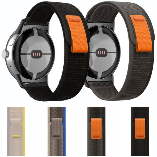 For Google Pixel Watch Loop Black Connector Nylon Watch Band(Black Grey) by bashfashion