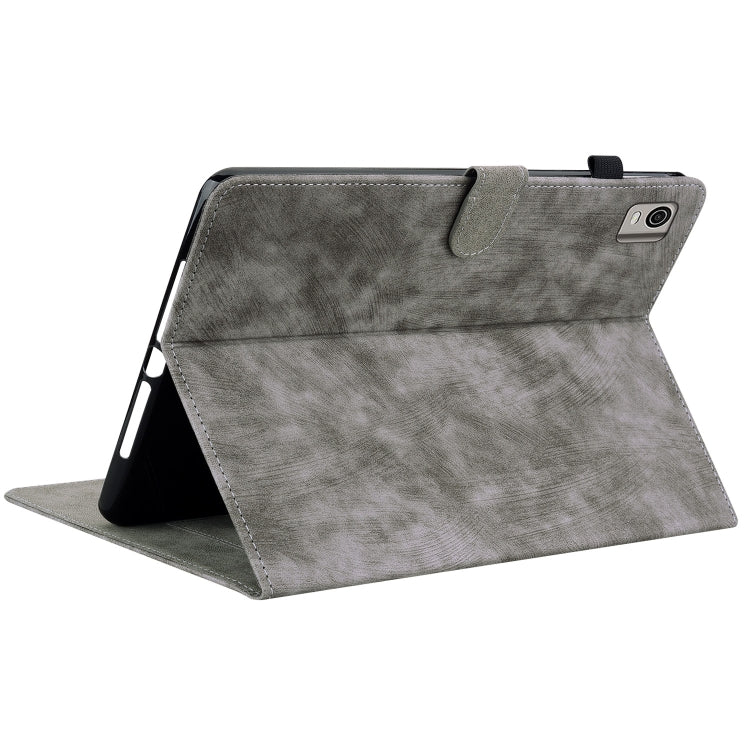 For Nokia T21 Tiger Pattern Flip Leather Tablet Case(Grey) by bashfashion