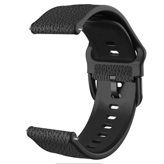 22mm Universal TPU Litchi Texture Leather Watch Band(Black) by bashfashion