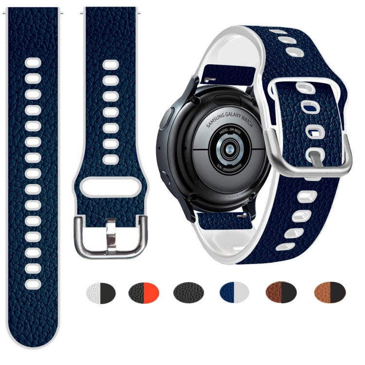 22mm Universal TPU Litchi Texture Leather Watch Band(Black) by bashfashion