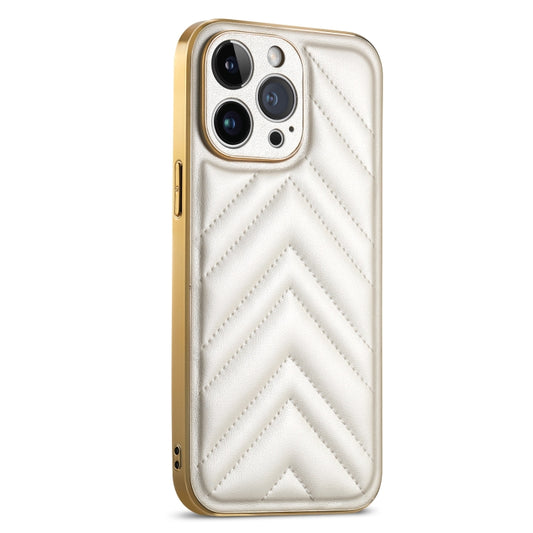 For iPhone 13 Suteni Plating Leather Soft TPU Phone Case(White) by Suteni