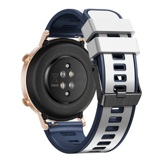 20mm Universal Two Color Silicone Watch Band(White Blue) by bashfashion