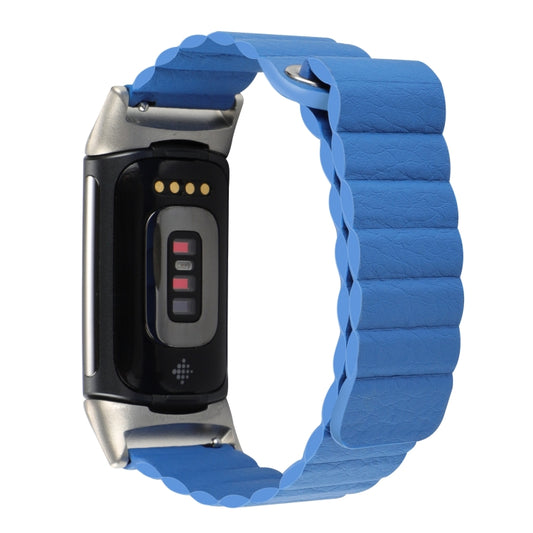 For Fitbit Charge 5 Magnetic Loop Leather Watch Band(Sky Blue) by bashfashion