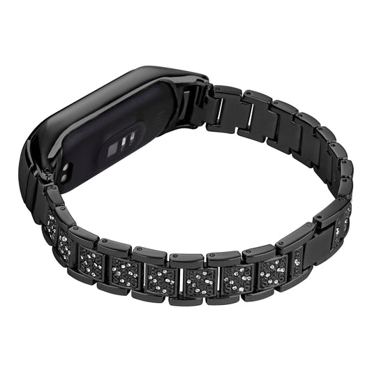 For Xiaomi Mi Band 4 / 3 Universal Three-beads Full Diamond Metal Watch Band(Black) by bashfashion