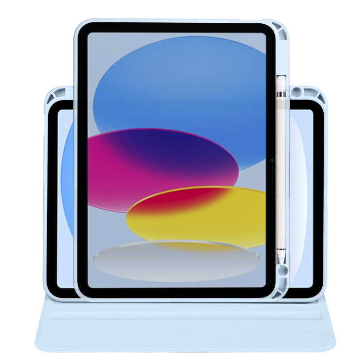 For iPad 2025 / 2022 Acrylic 360 Degree Rotation Holder Tablet Leather Case(Ice Blue) by bashfashion