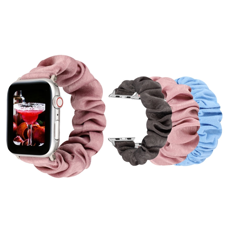 For Apple Watch Series 7 45mm / 6 & SE & 5 & 4 44mm / 3 & 2 & 1 42mm Cloth + Stainless Steel Hair Ring Watch Band(Grey) by bashfashion